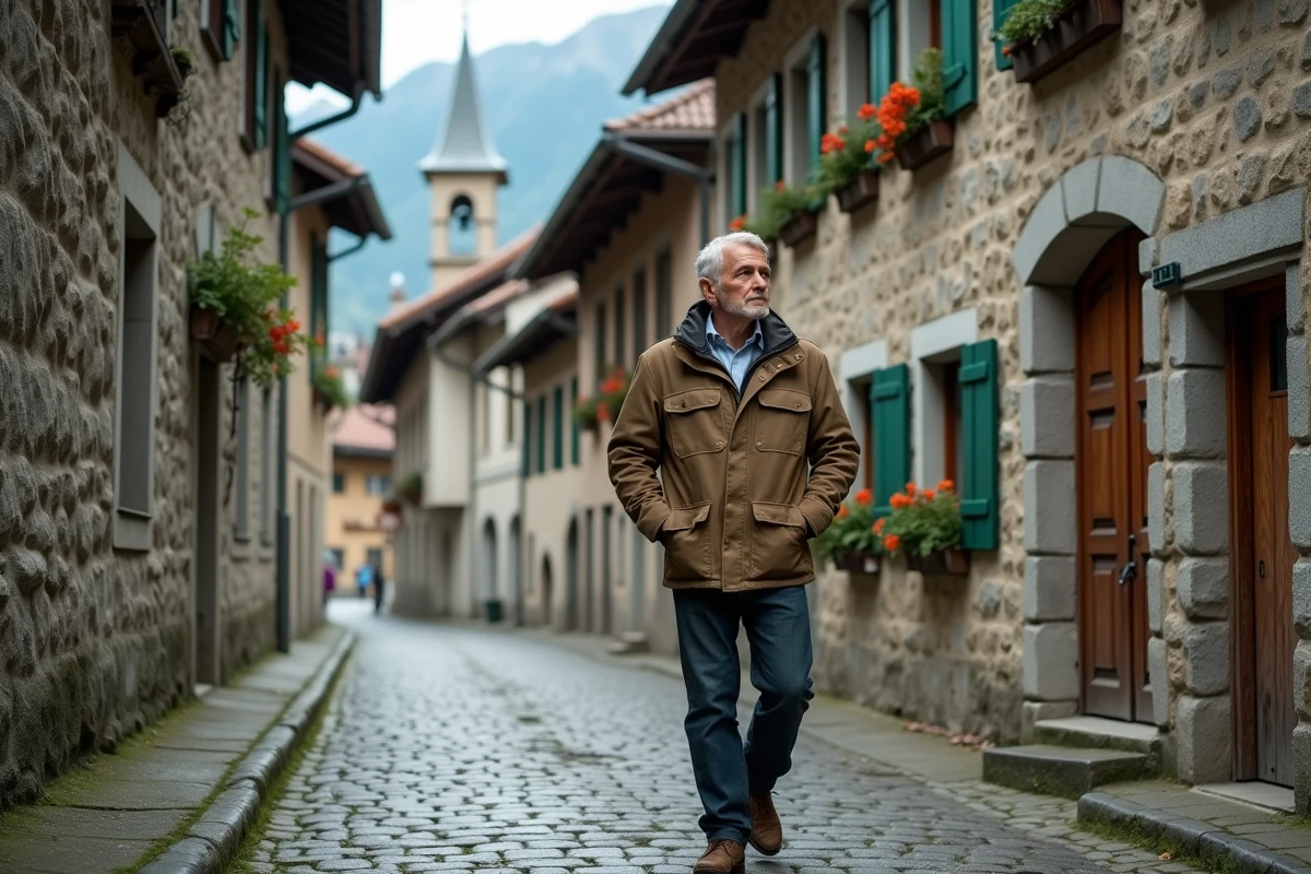 Village alpin typique du Tyrol du Sud avec architecture traditionnelle, région d'origine de la famille Sinner